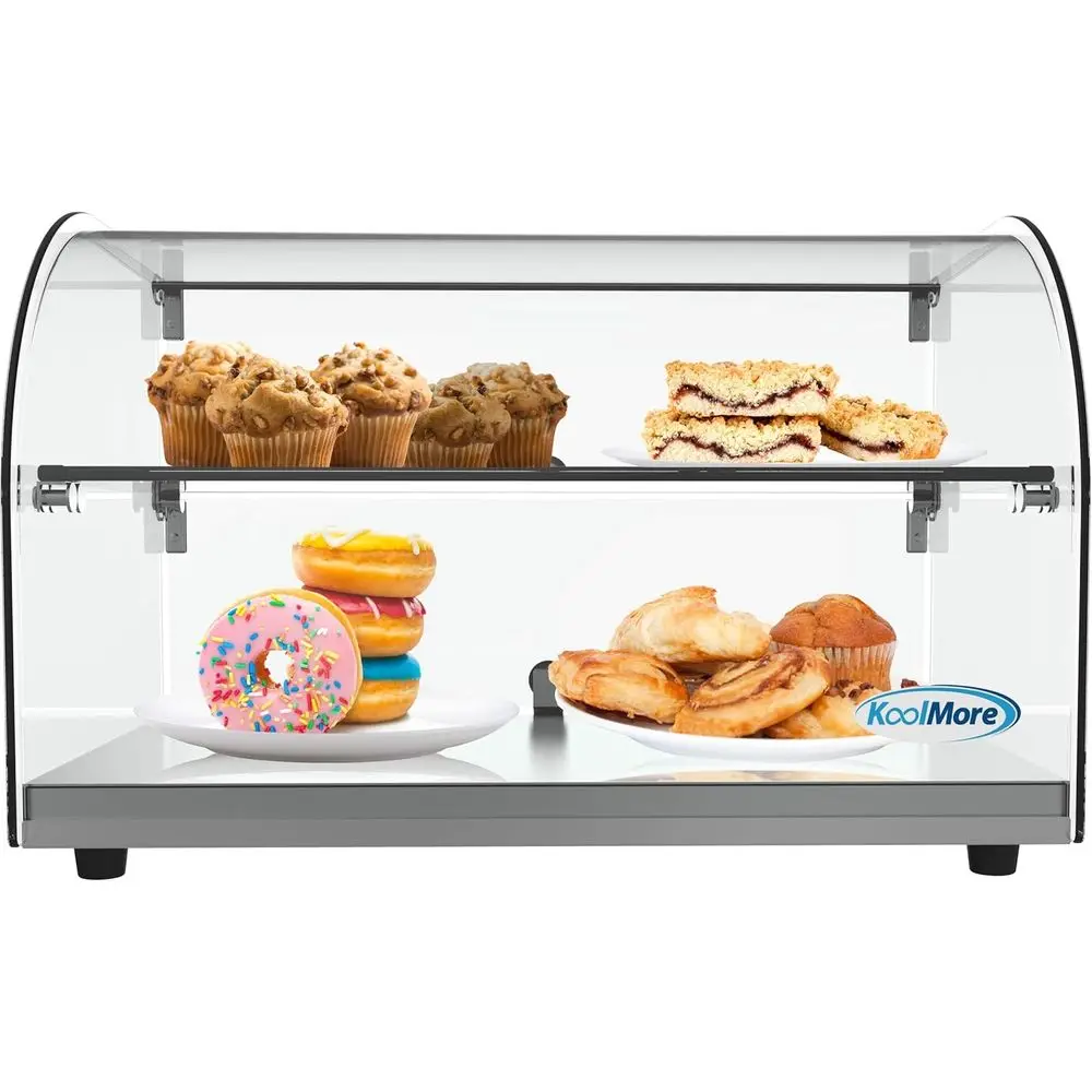 22 Countertop Bakery Display Case with Front Curved Glass and Rear Door - 1.5 Cubic Feet