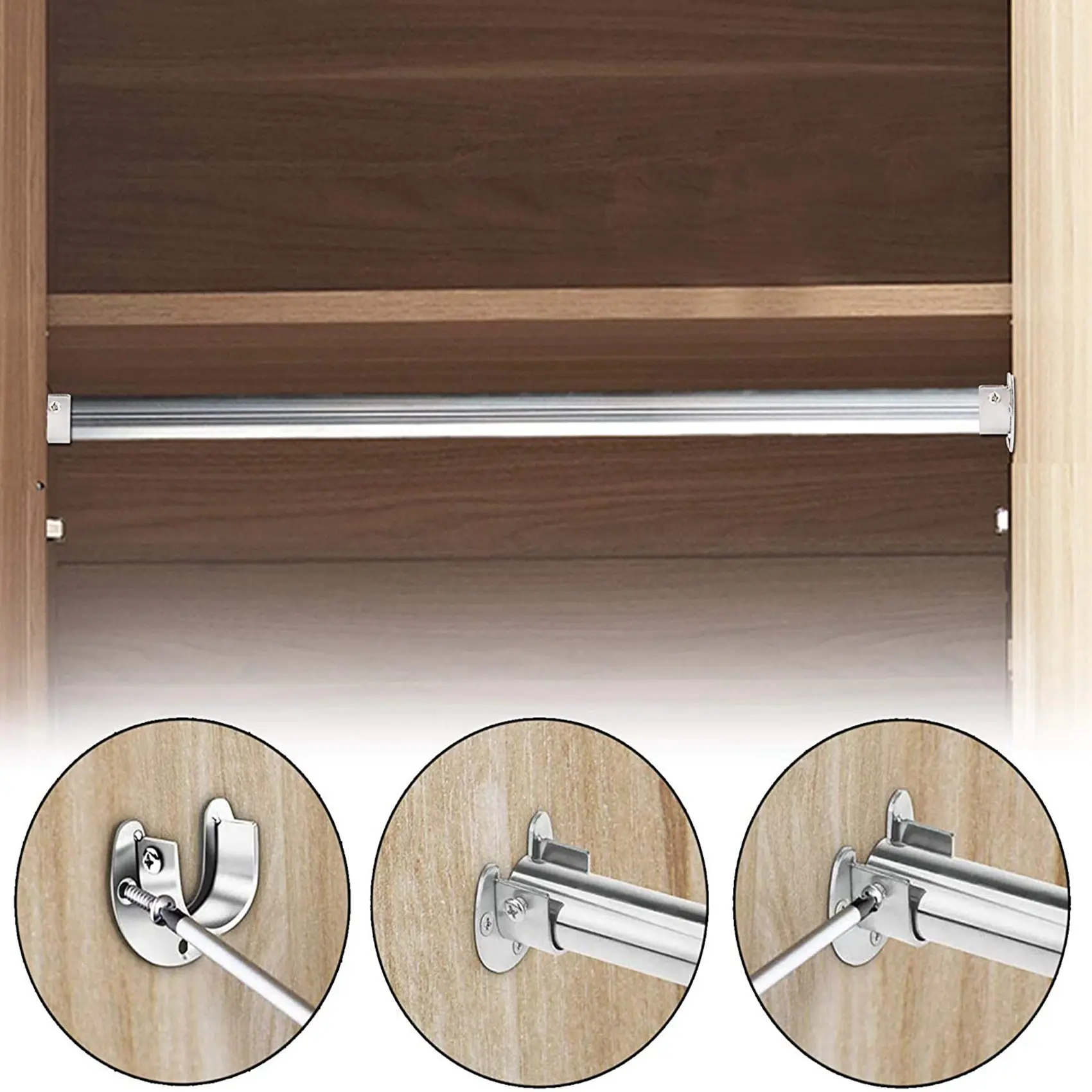 ABGG-20 Pcs Stainless Steel Hanging Rod Bracket U Shaped Curtain Rod Bracket, Round Tube Sockets With Screws (25Mm)