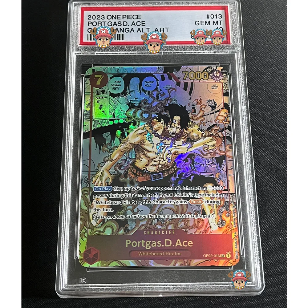 OPCG Etiqueta Holográfica Graded Card Collection, Versão em Inglês, Monstro, Portgas, D Ace, MANGA, ALT, Art GEM, MT 10, Presente DIY