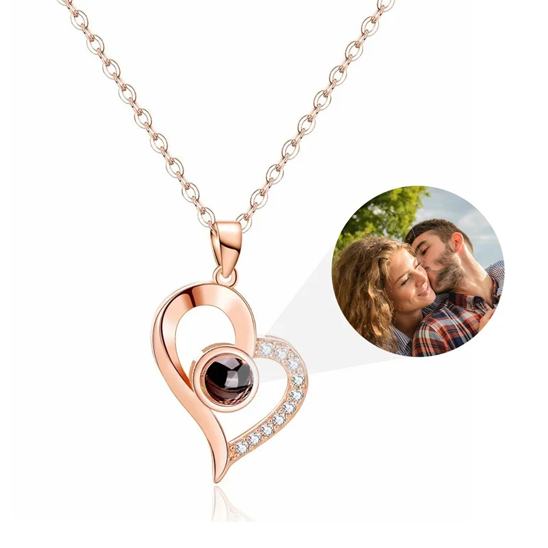 Personalisierte Foto-Projektions-Halskette mit Bild im Inneren Ich Liebe Dich Halskette in 100 Sprachen Personalisierter Herzanhänger Geschenk – Detail 13