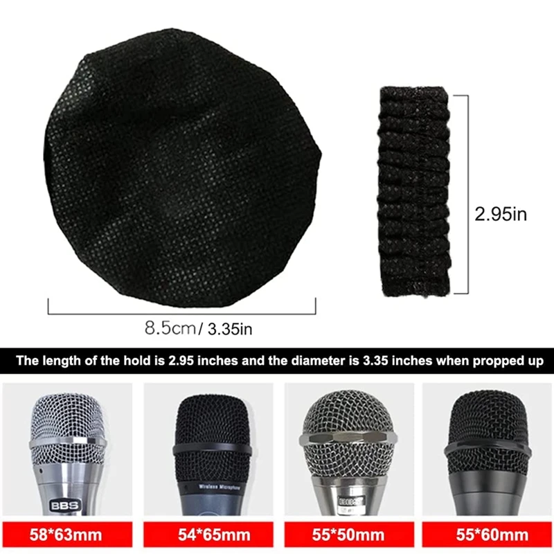 200 Pcs Microphone Cover, Non-Woven Handheld Microphone Windscreen,Clean And No-Odor Mic Covers (Black)