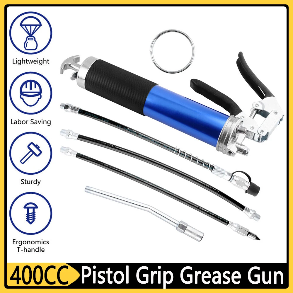 

Manual Grip Grease Gun Aluminum Alloy Greasing Injection 400CC Mini Grease Gun 6000-7000PSI Heavy Duty Maintenance Tools