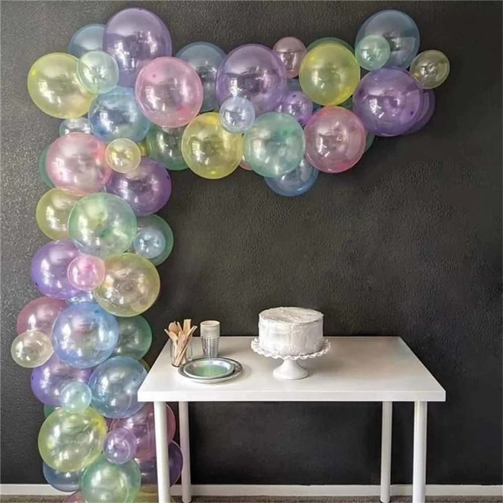 20Pcs 10inch Crystal Bubble Balloons Pastel Colorful Transparent Latex Balloons Birthday Party Decor Wedding Helium Globals