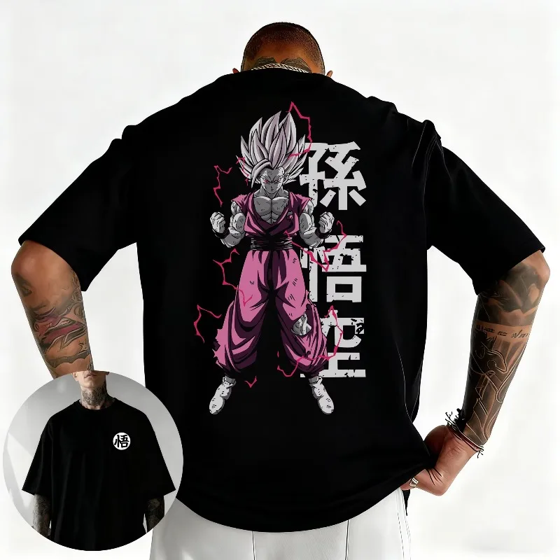 Dragon Ball Japanisches Anime-T-Shirt mit Aufdruck für Herren, Sommer-Unisex-T-Shirt aus lockerer und atmungsaktiver Baumwolle