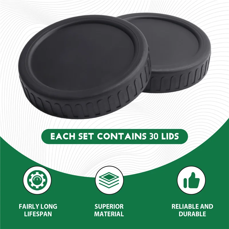 

ABAH-Mason Jar Lids Plastic Storage Caps With Rubber Seal Replacement Plastic Lids Lids For Mason Jars Canning Jars And More, 86