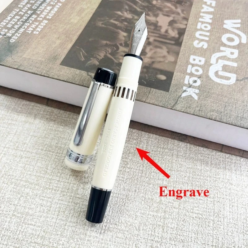 

WingSung/JUNLAI Large 930 Resin Piston Fountain Pen N0.9 Iraurita F/M/B Nib Gold/Silver Clip Business Student Writing Gift Pen