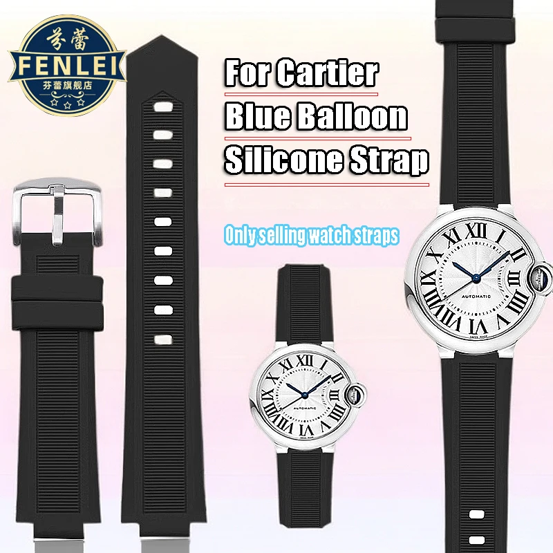 Silicone Watch Strap For Cartier Blue Ballons W69012Z4 W69016Z4 W6920085 Men and Women Rubber Watch Band 20*12 22*14mm Bracelet