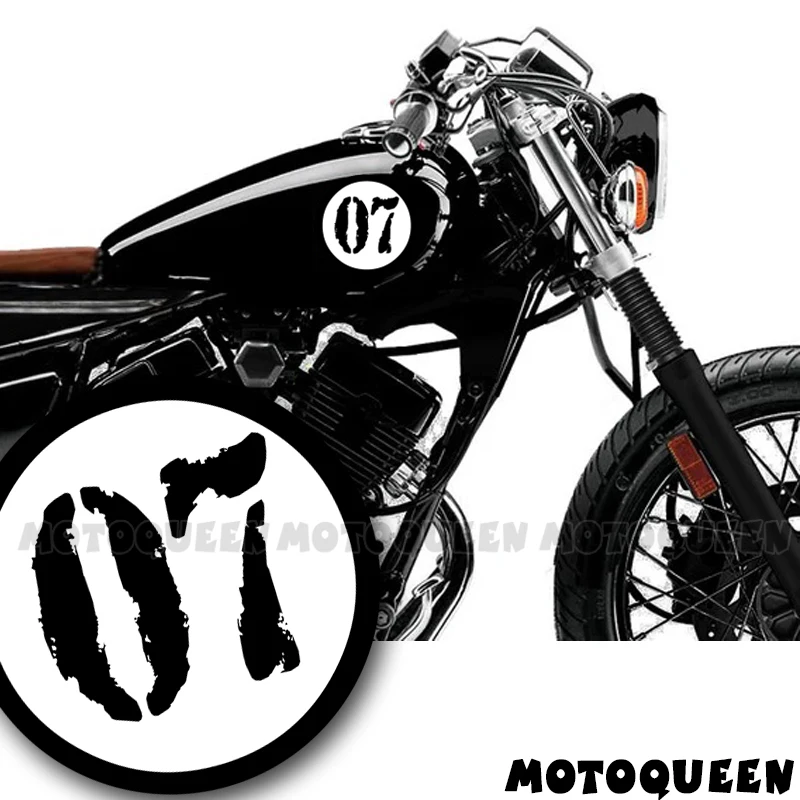 Cafe Racer Number Stickers Retro Motorcycle Fuel Tank Fairing Decal For Harley Suzuki Kawasaki Honda BMW Brixton Mutt Norton