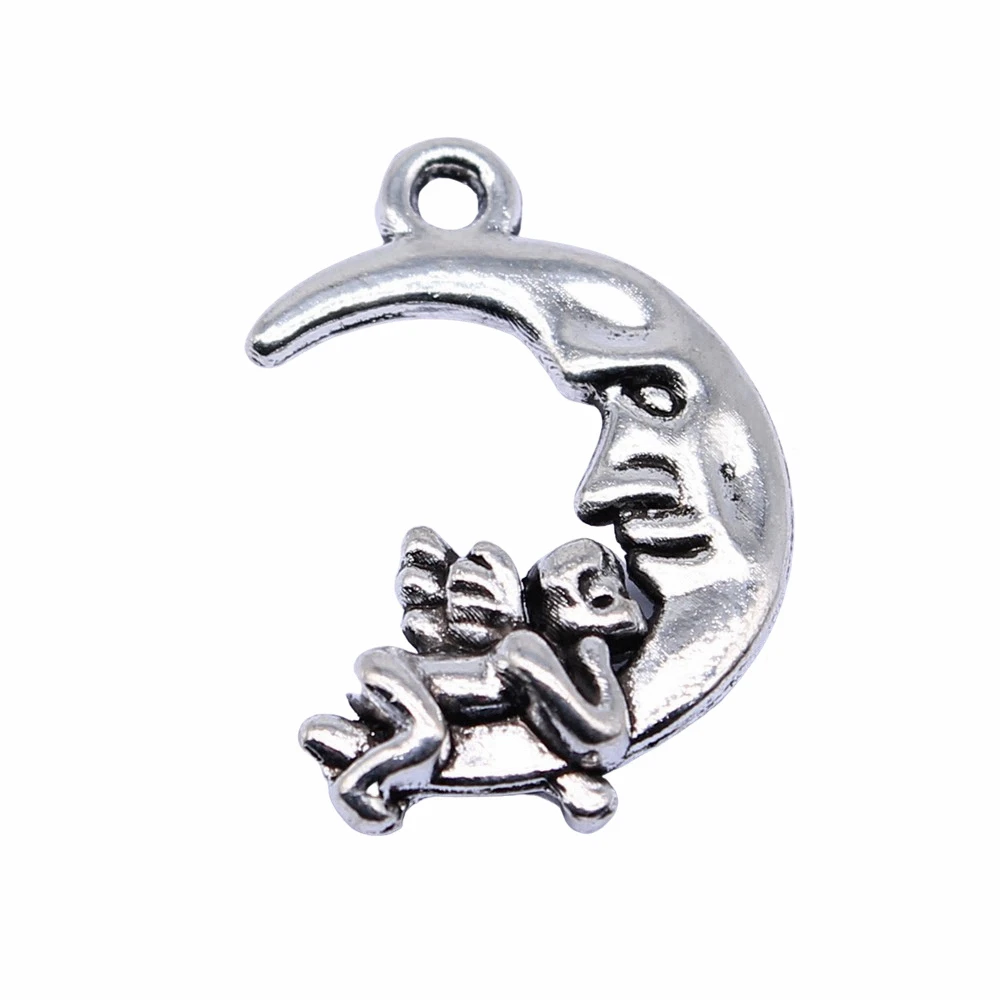 Components Moon Angel Charms Supplies For Jewelry 22x16mm 10pcs