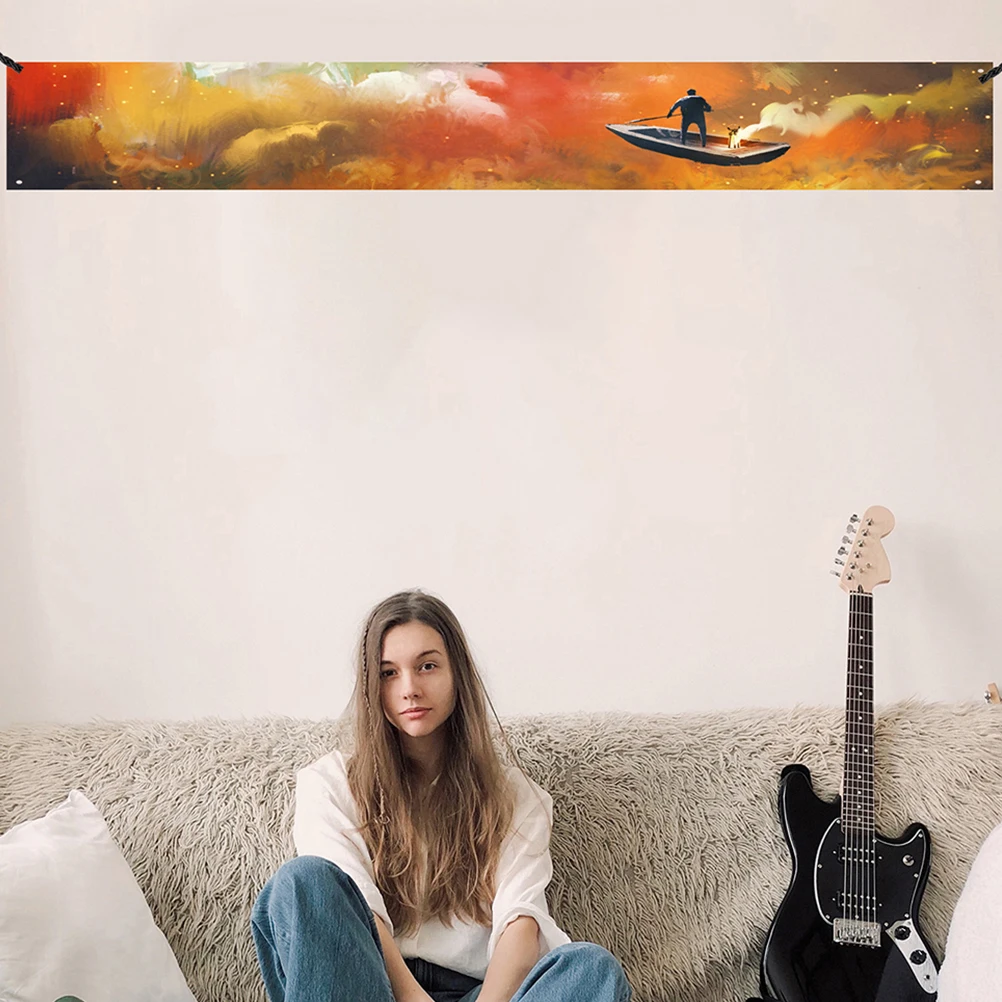 

4pcs Blank Vinyl Banner 2x6 Feet Large Polyester DIY Sublimation Flags Blank Signs Hanging Rope Indoor Outdoor Decor