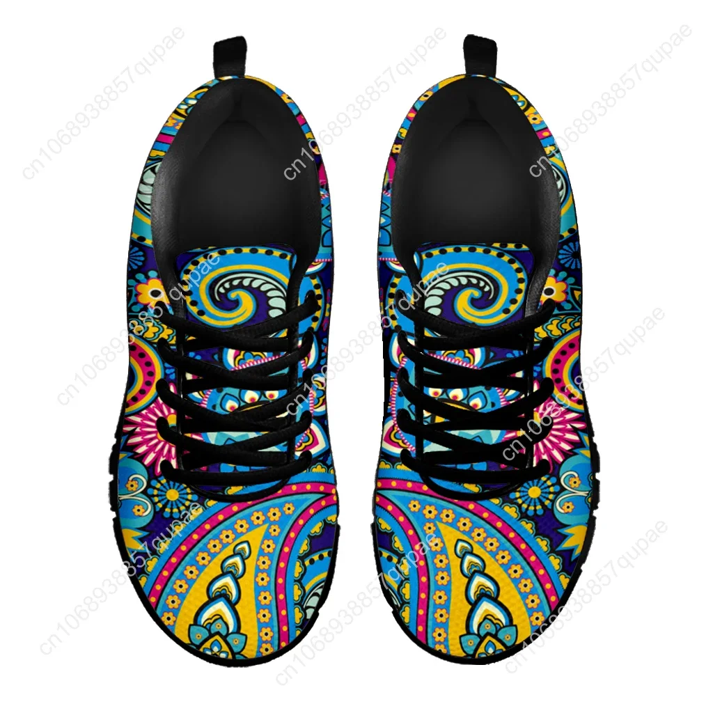 Chaussures de sport imprimées de fleurs de mandala pour hommes et femmes, baskets décontractées pour enfants, chaussures de couple personnalisées, marque de luxe, bohème, haute qualité