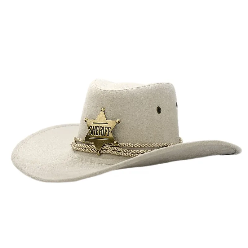 Men's and women's vintage insignia large brimmed cowboy hat sunshade sunscreen outdoor travel top