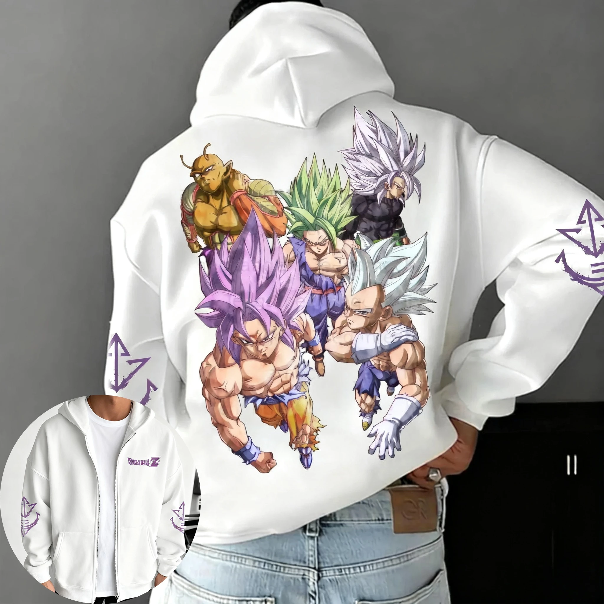 Hoodie Resleting Anime Dragon Ball 2025 Pria Musim Gugur/Dingin Gaya Harajuku Jepang Baru Serbaguna Kasual Sweater Longgar