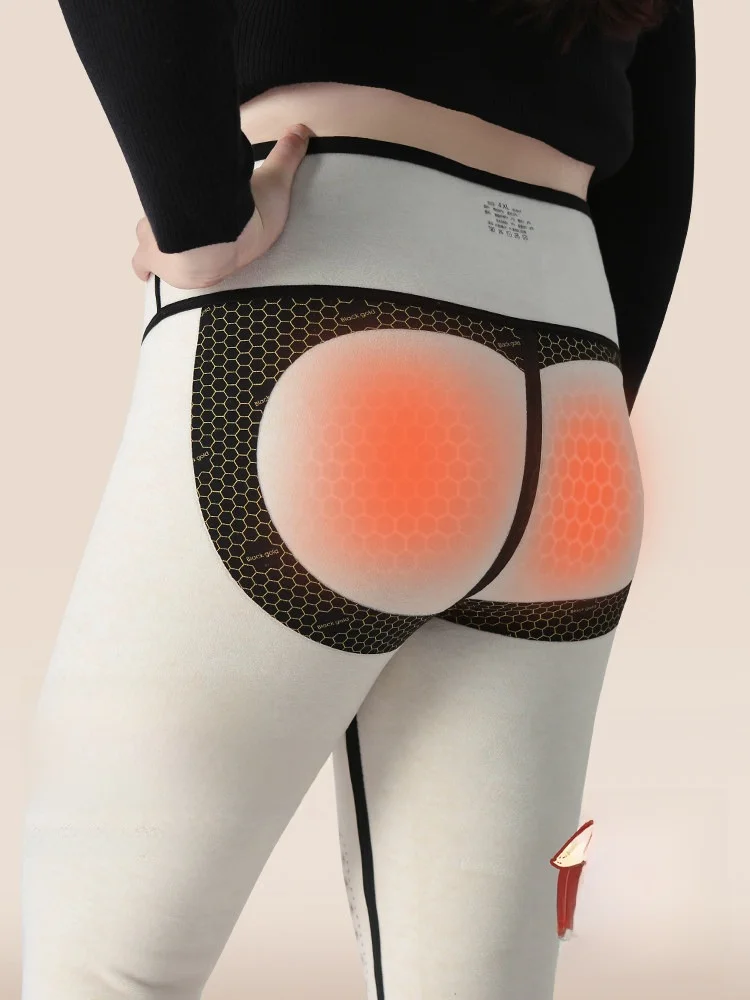 

plus Size ark Skin Fce Lined Yoga Pants Warm Butt Lifting down Filling Base Layer Trousers for Women Fitn Long Pants
