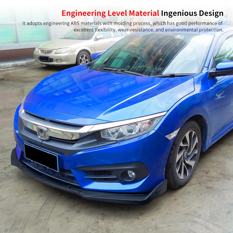 

For 2016-2018 Civic Sedan 4Dr Car Protector Accessories Abs Front Bumper Lip Splitter Diffuser Lip Body Kit Spoiler Bumpers