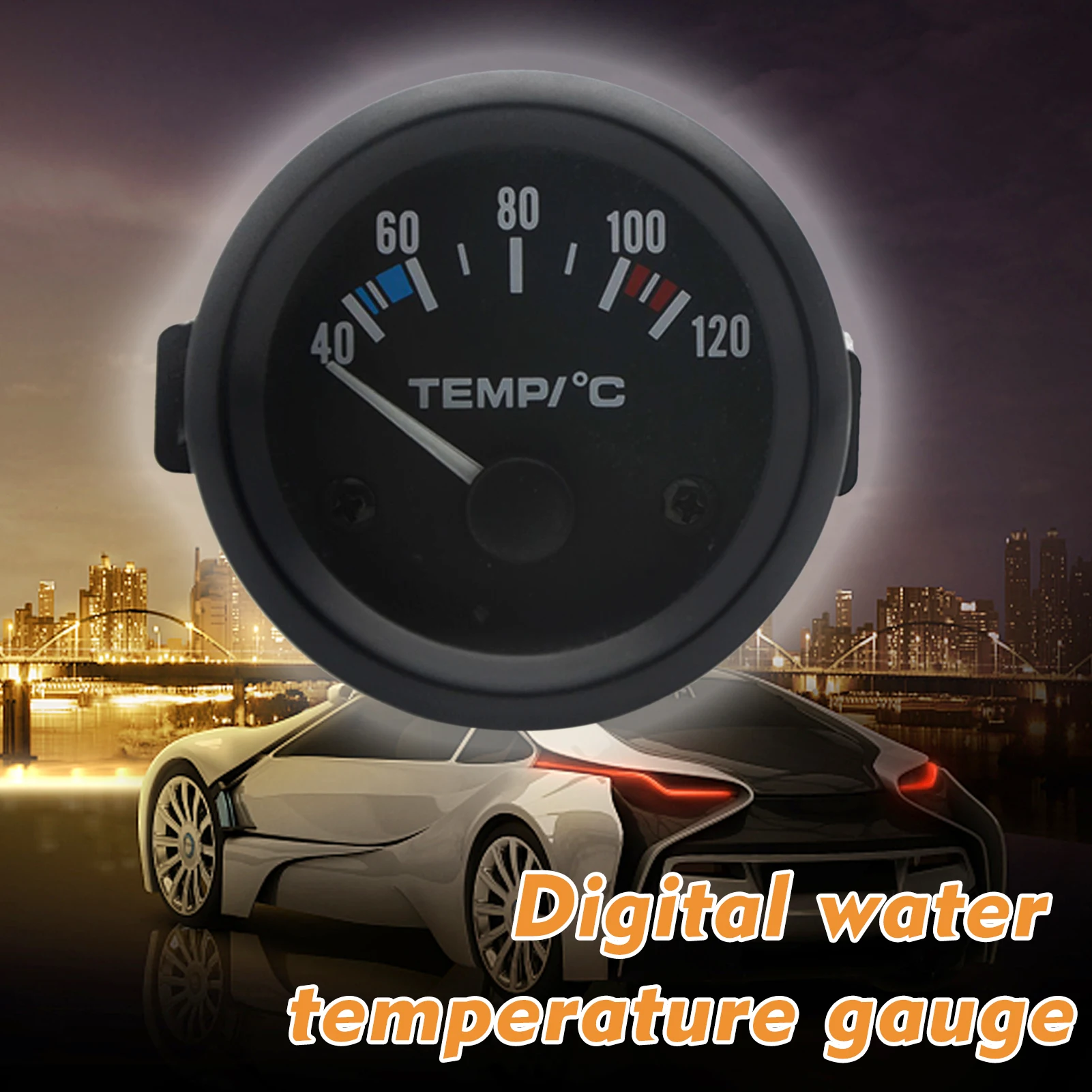 2in Car Water Temperature Meter With sensor 1/8in NPT 12V Car Water Temperature Guage with LED digital Backlight Instrument Tool