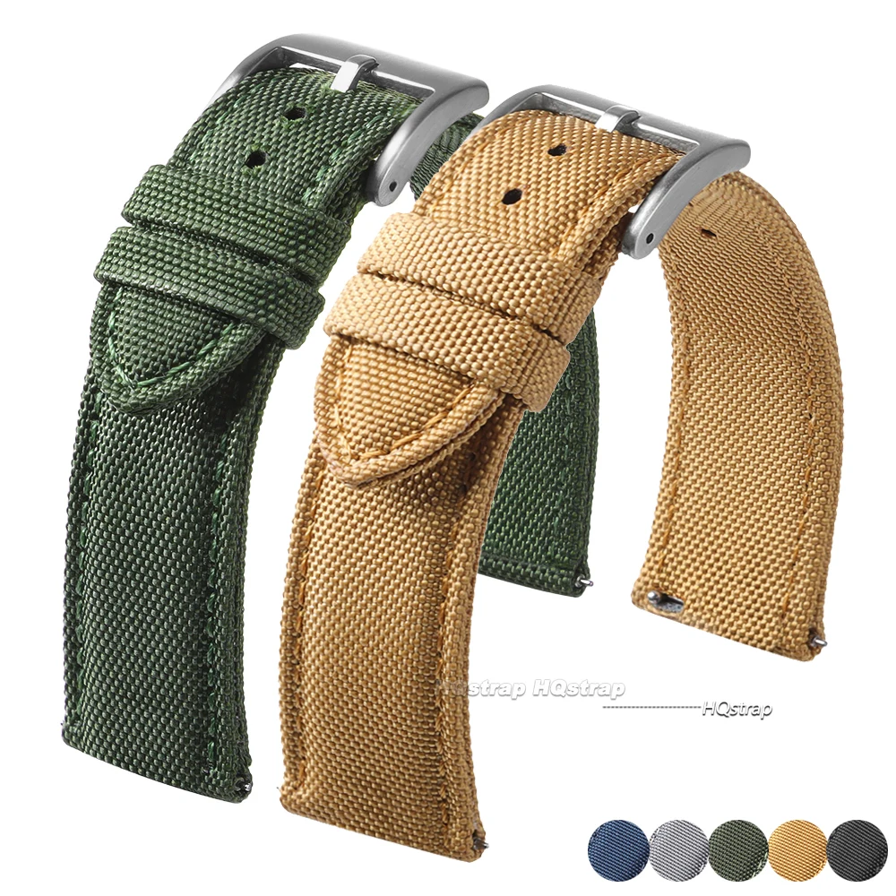 Wasserdichtes Segeltuch-Uhrenarmband, zweiseitiges Nylon-Uhrenarmband, 20 mm, 22 mm, Universalgürtel für Männer und Frauen, Sport-Schnellverschluss-Armband – Detail 1