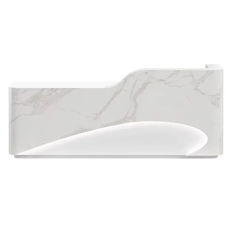 Beauty Salon Spa Reception Desk Barber Shop Office Building Reception, Light Emitting Diode White Reception Desk with Retail