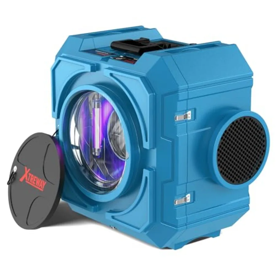 Commercial air purifier for water damage, construction, industrial and home use: 800CFM HEPA air scrubber with 4-stage filtrati