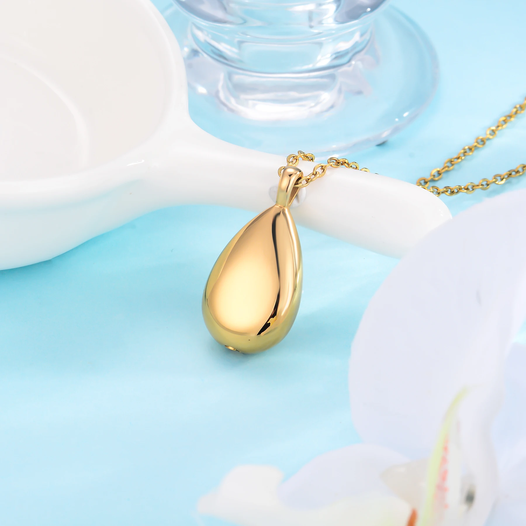 Stainless Steel Cremation Jewelry Keepsake Urn Necklace for Ashes Teardrop Locket Pendant Memorial Jewelry for Ashes for Dad Mom