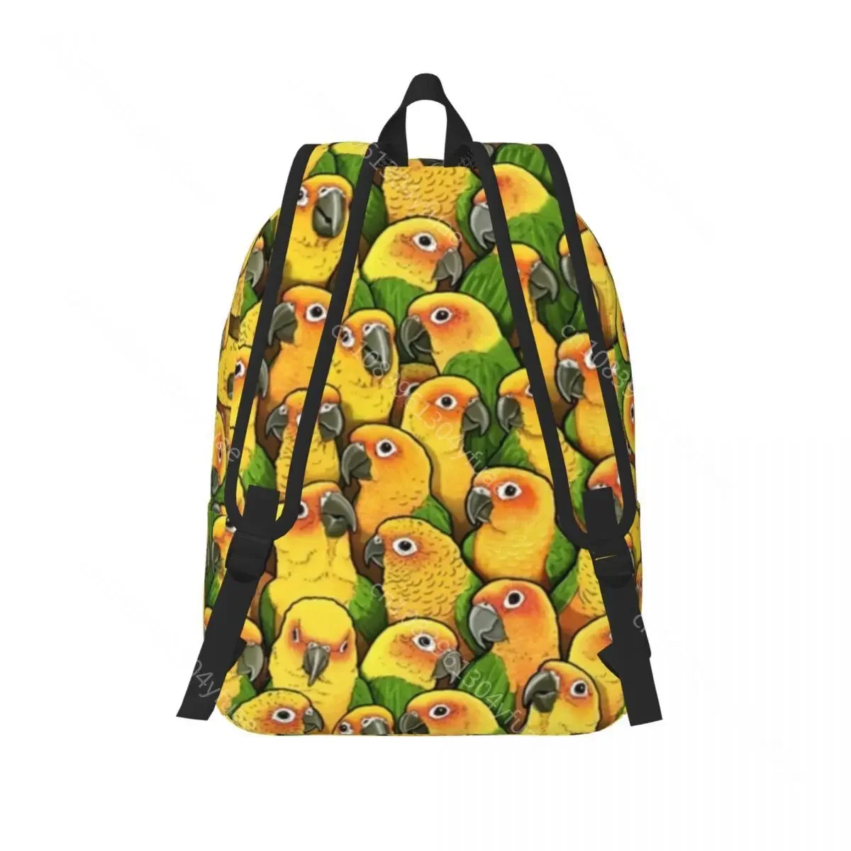 Yellow Parrot Print Canvas Backpacks Jenday Conures Bag Back To School Backpack Lightweight Universal Bags