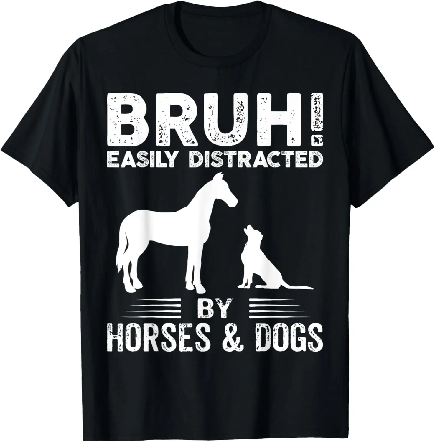 Easily Distracted By Horses And Dog Shirt Horse Riding Girls T-Shirt