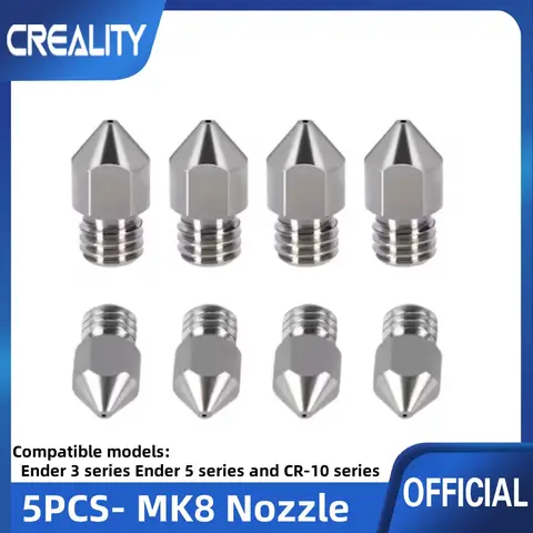 5PCS MK8 Nozzle 0.2/0.4/0.6/0.8/1.0mm M6 Threaded Stainless Steel for 1.75mm Filament 3D Printer Extruder Print Head
