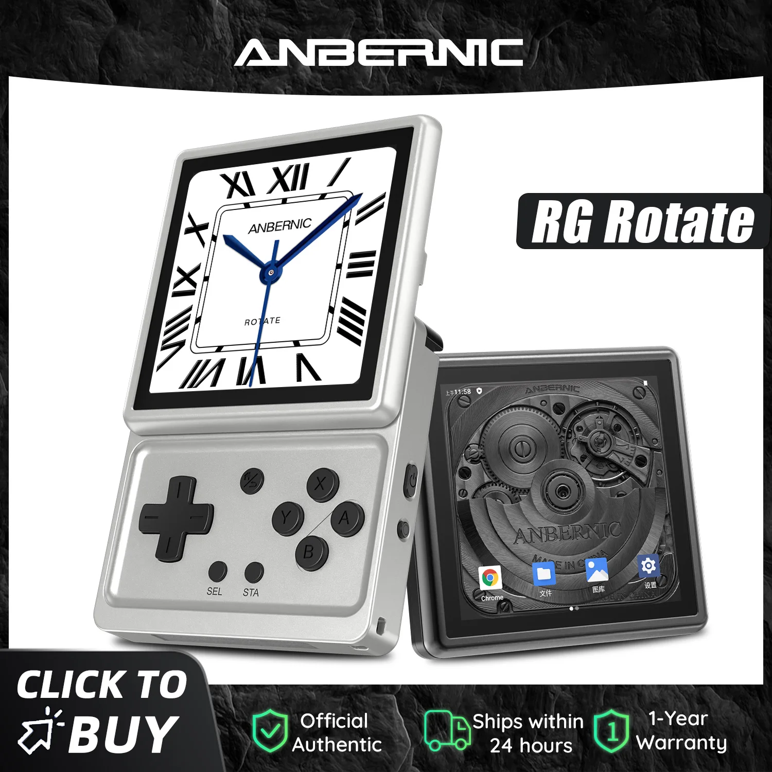 Anbernic RG Rotate Unisoc T618 Game Console 3.5-Inch Swivel-Screen Android 12 2000mAh Battery 3GB+32G eMCP Video Games Consoles