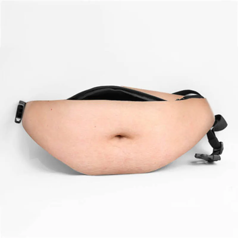 Funny Pop Dad Bod Money Belt Bag Womwn Travel Shoulder Bags Flesh Color Creative Fanny Pack Beer Fat Belly Bum Pouch Waist Bag