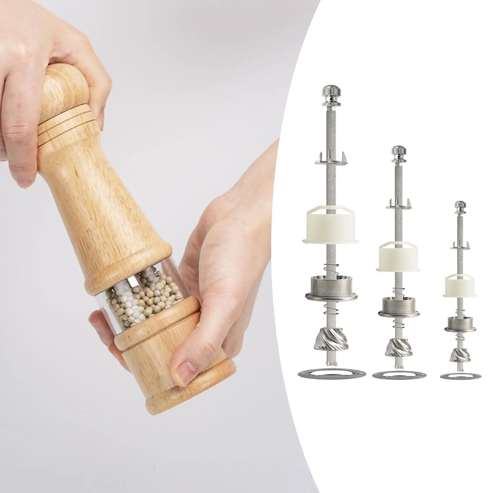 Stainless Steel Core with Pole Kitchen Pepper Mill Parts Easy to Use Household Manual Pepper Parts Kits Gadgets Accessories