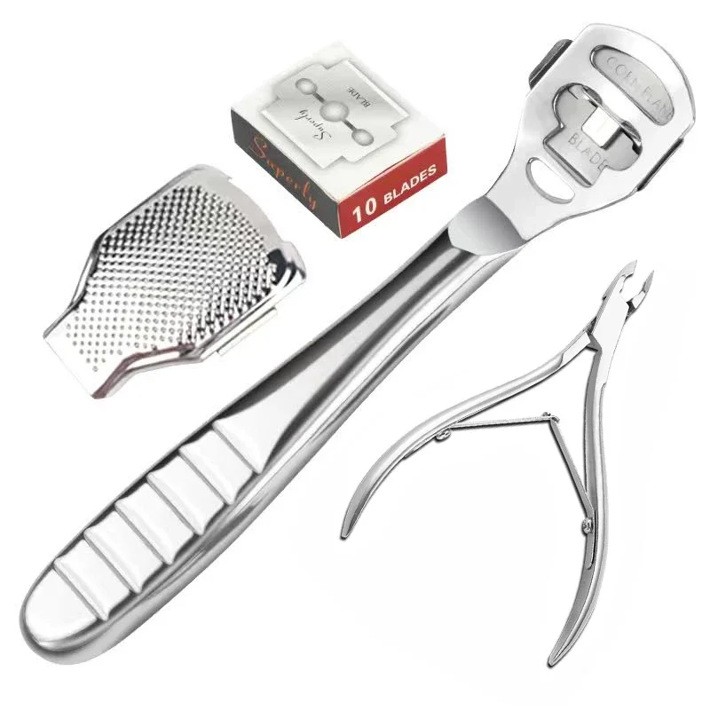 

Foot Callus Shaver Heel Hard Skin Remover Hand Feet Pedicure Razor Tool Shavers Stainless Steel Handle 10 Blades Foot Care Tools