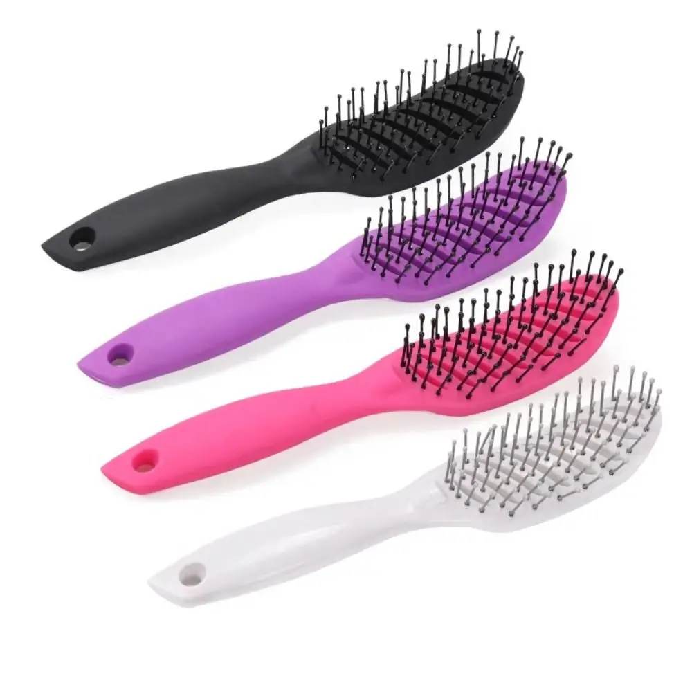 Portable Anti Static Styling Hair Brush Heat-Resistant Plastic Wide Tooth Detangling Brush Curved Vent 9 Row Rack Drying Brush