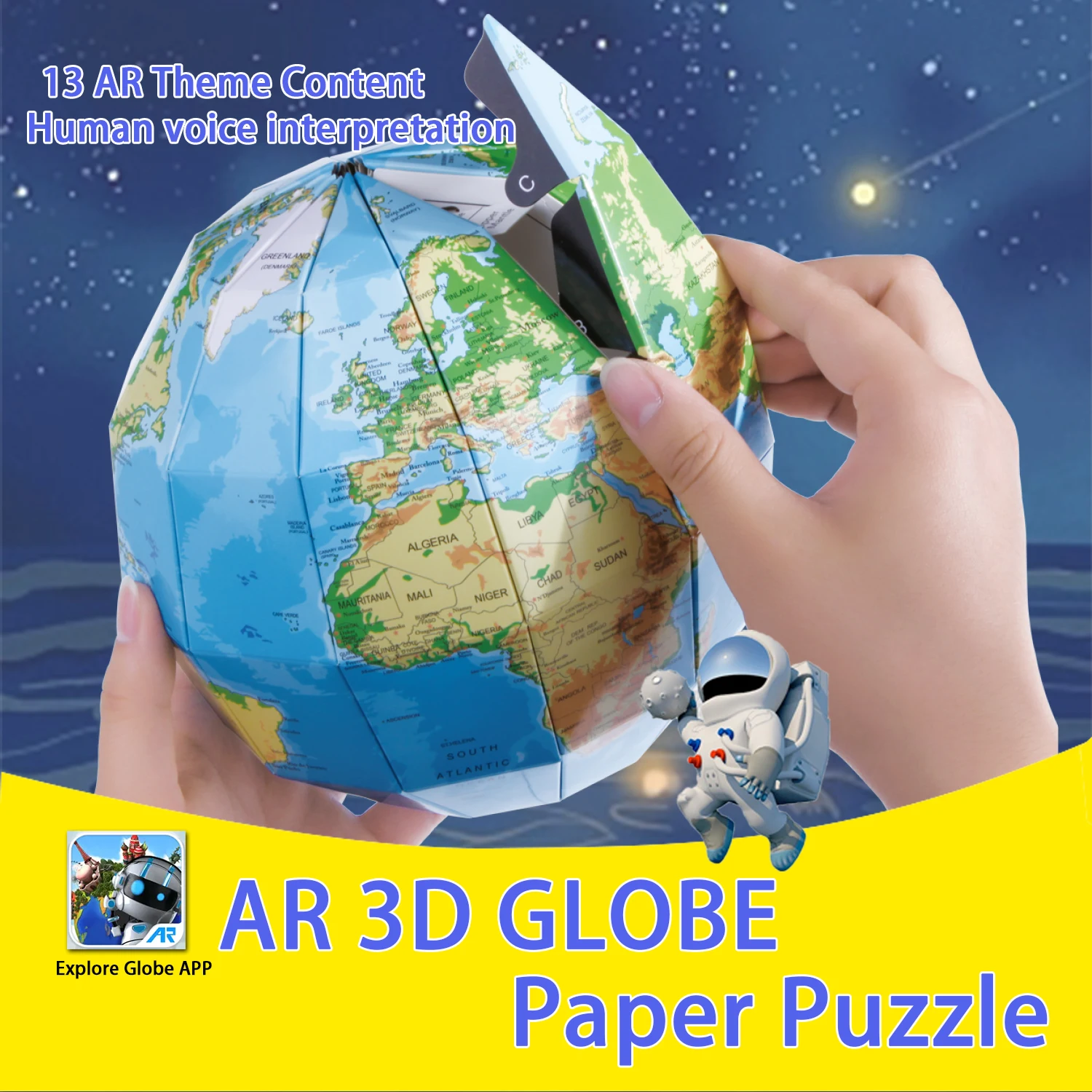 educational toys for 4-10 years old children, AR functional fun learning globe, paper puzzle explore the world globe