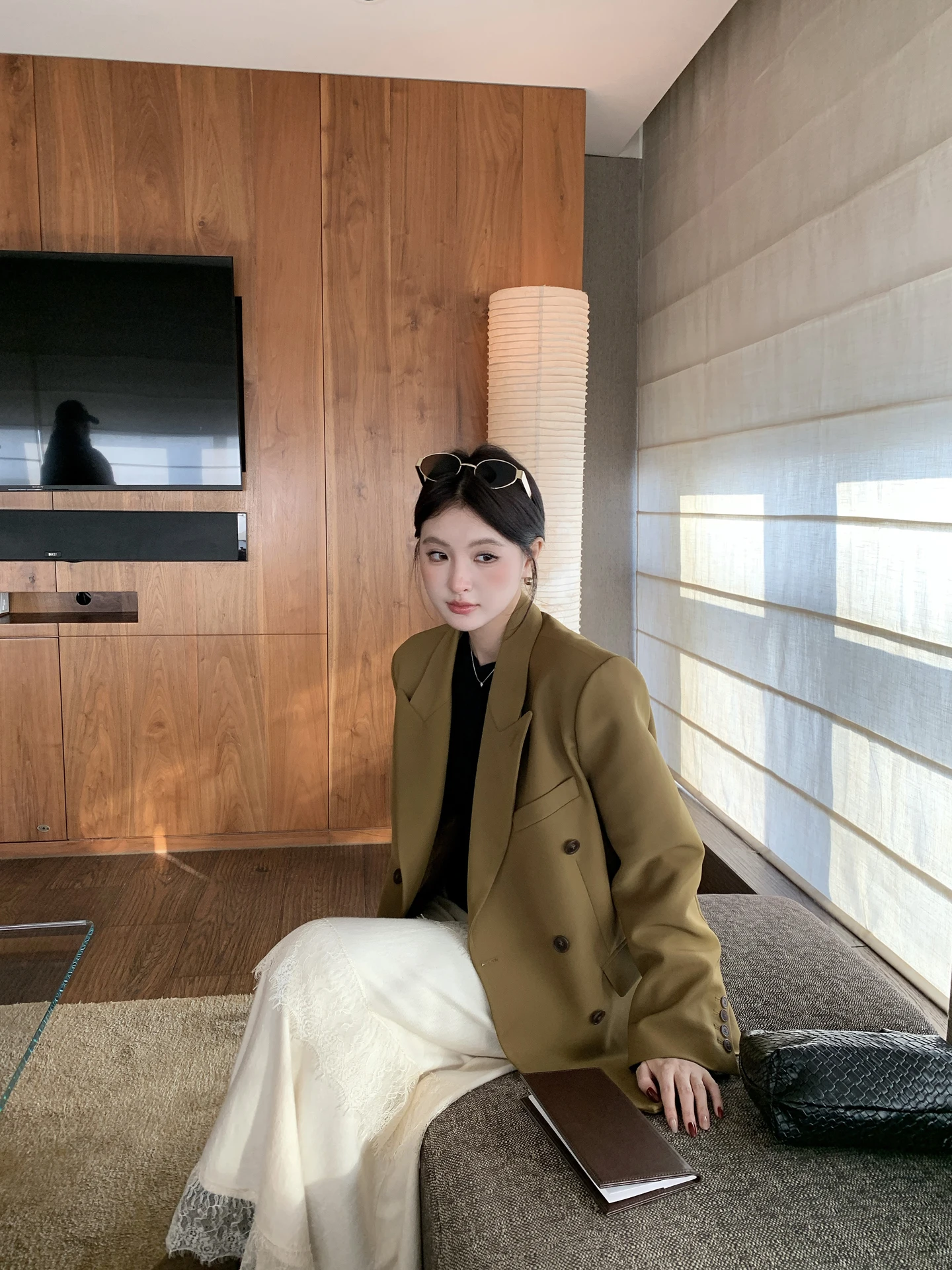 Traje Retro WTT para Mujer, Chaqueta Casual de Manga Larga con Cuello Solapa, Prenda Exterior de Fibra de Poliéster, Ideal para el Trabajo