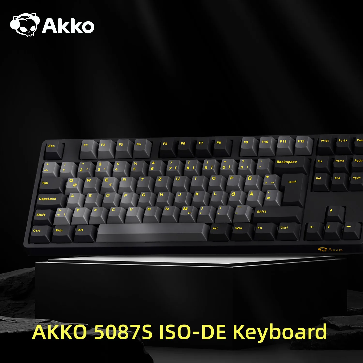 AKKO 5087S لوحة مفاتيح ميكانيكية للألعاب بتصميم ISO-DE باللونين الأسود والذهبي N-Key Rollover TKL RGB لوحات مفاتيح سلكية مخصصة قابلة للتبديل السريع