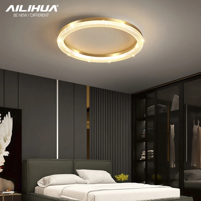 

2022 new master bedroom lamp Nordic Light luxury ceiling lamp modern simple creative living room study round dining room lamp