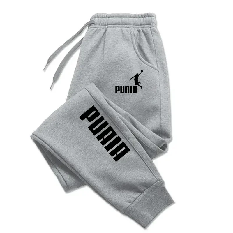 Print Men's Pants Autumn/Winter PUAIA New Sport Jogging Trousers Fitness Loose Fit Clothing Solid Color Outfit Streetwear Pants