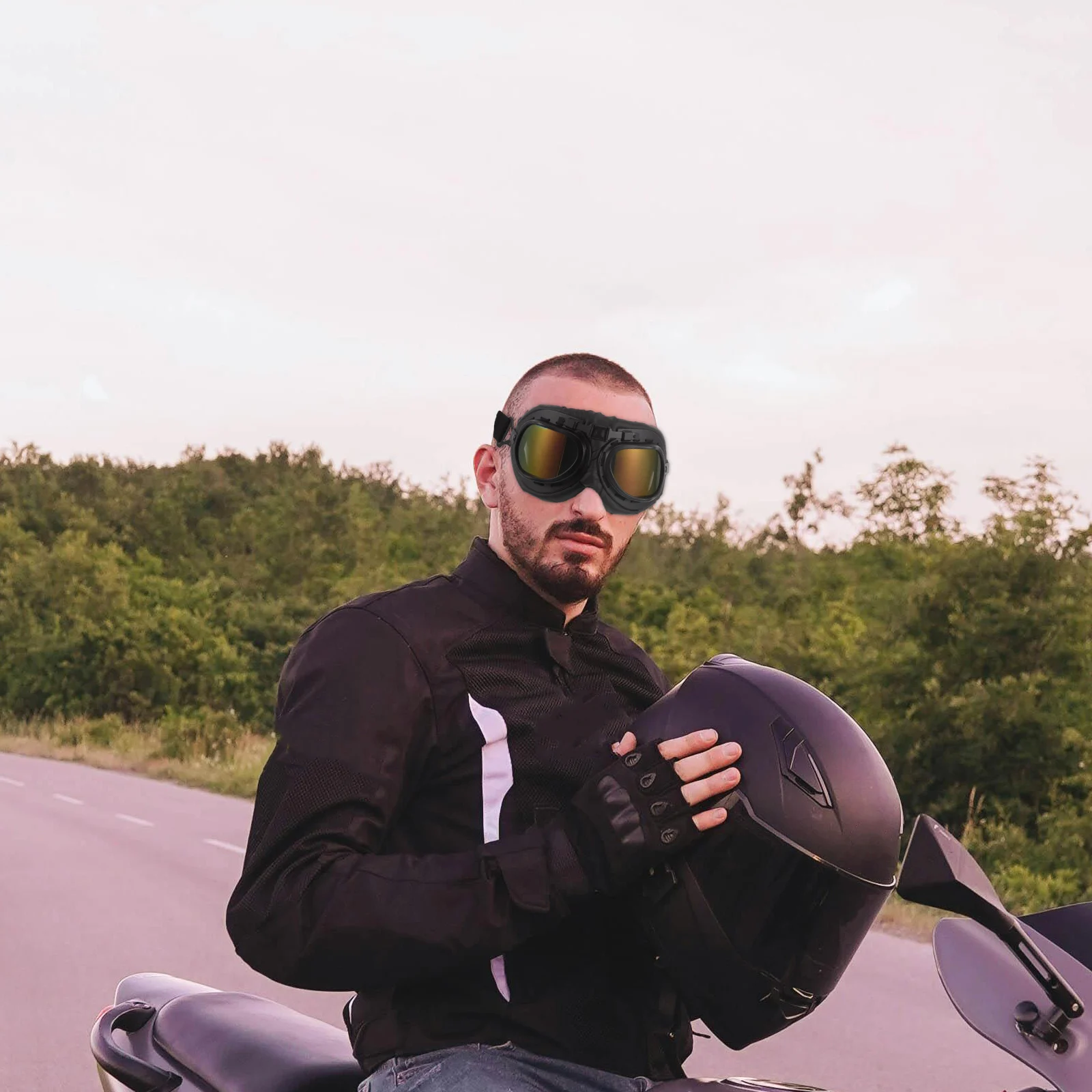 

Retro Vintage Motorcycle Goggles Windproof Riding Glasses for Men Women Night Cycling Dirt Bike Outdoor Sports Steampunk Style