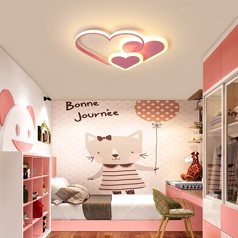 Led Ceiling Lamp for Children Kid Girls Room Bedroom Cloud Ceiling Light Heart Shape Pink Child Kid Chandelier Lustre Luminária