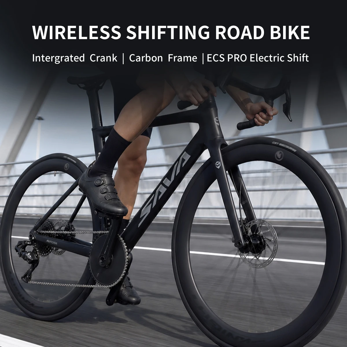 SAVA A7L-SE full carbon road bike with SENTYEH ECS wireless shifting system 13S Closed crankset set designed speed aerodynamics