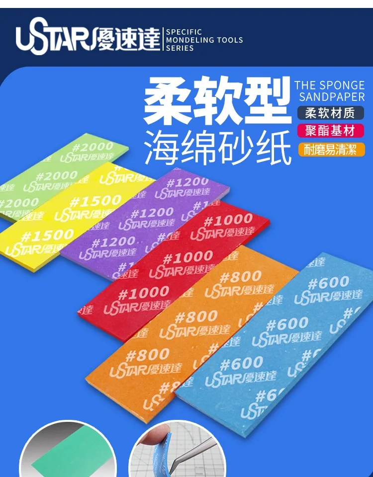 

Наждачная бумага Песочные стержни Губка Мягкая сетка 600-2000 Сетка Износостойкая Полировка Шлифовальные аксессуары и инструменты Хобби