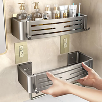 Bathroom Shelf Rectangular Perforation-Free Wall-Mounted Household Bathroom Shelf Space Aluminum Thickened Storage Shelf