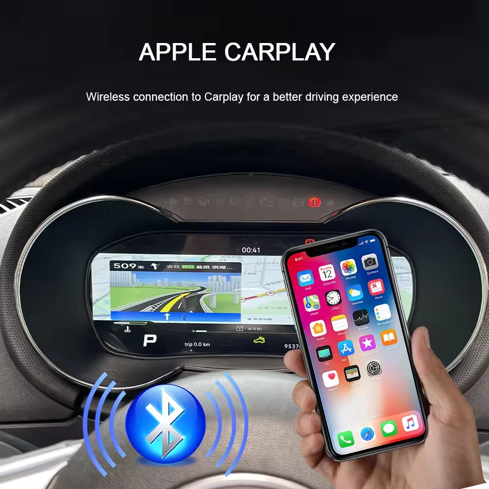 Panel Instrumen LCD Digital Cluster Virtual Cockpit untuk TT 2008-2014, Pemutar Multimedia Mobil, Layar Speedometer Dashboard