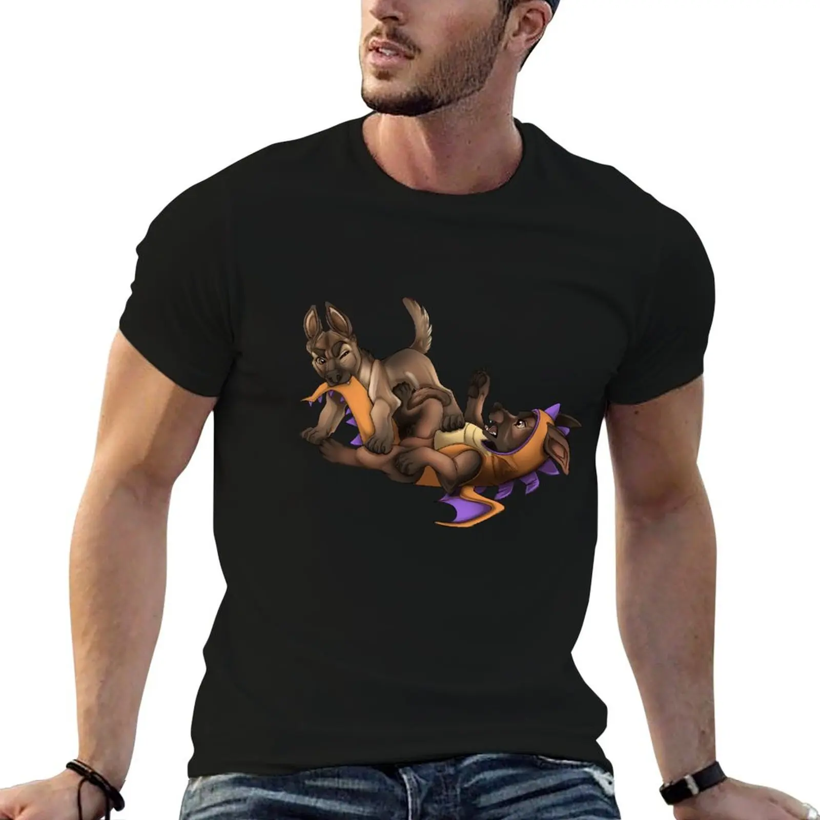 

t soft man essential Puppies t Ratbags for // Malinois shirts shirt Romping T-Shirt cotton