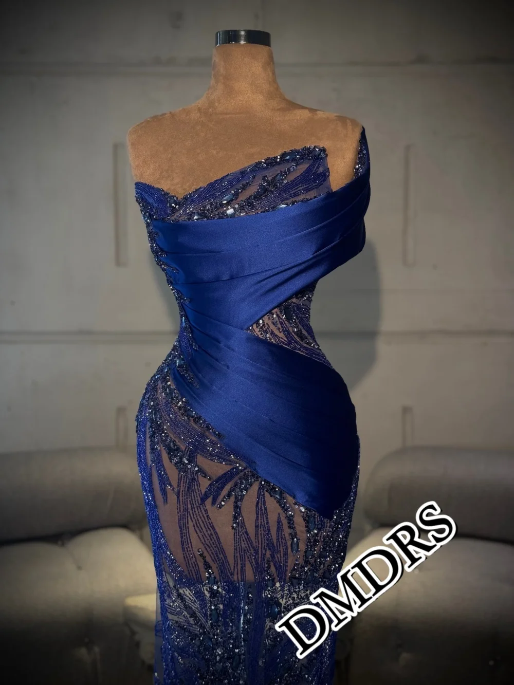 

DMDRS Elegant Off-Shoulder Evening Dress 2026 Graceful Beaded Party Gown Charming Sequin Crystal Floor-Length Party Dresses