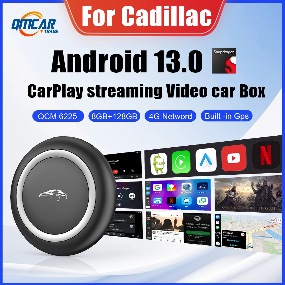 

Беспроводной Carplay Android Авто Android 13 QCM6225 адаптер для Youtube Netflix для Cadillac ELR ATS CTS cts-v CT6 XTS XT5 CT4 XT6