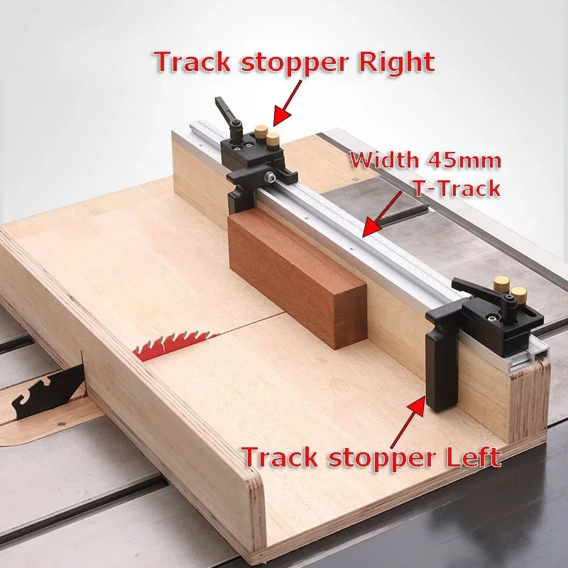 Aluminium Alloy Woodworking Sliding Groove Slot Miter Track T-Track / Track Stopper / Clamping Block for Router Table Saw Tool view 2