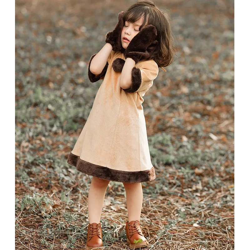 Disfraz de Reno y ciervo para niños, traje de Cosplay para niñas, vestido de Navidad, conjunto de capa