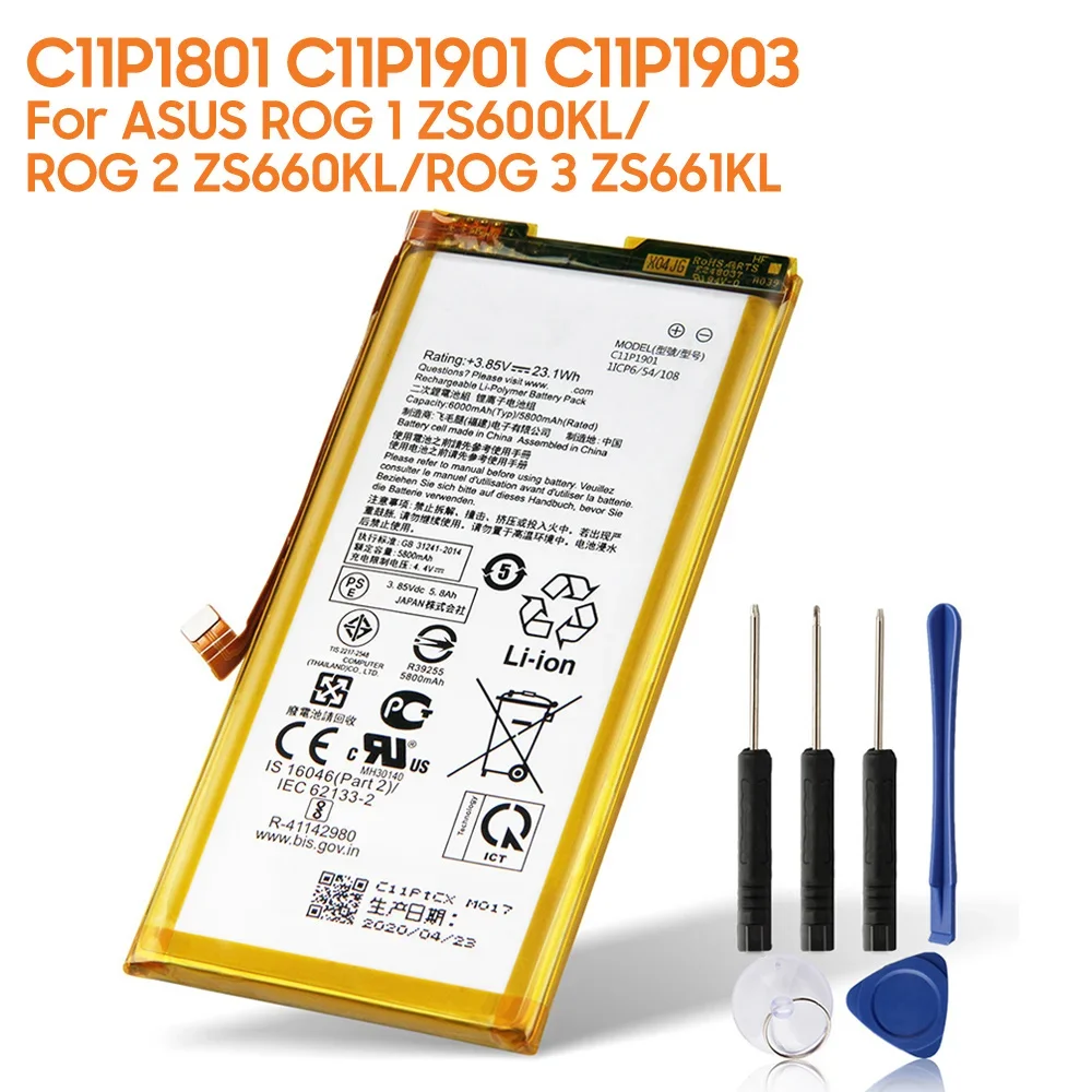 Production in 2024 Replacement Phone Battery C11P1801 C11P1901 C11P1903 For ASUS ROG 1 ZS600KL ROG 2 ZS660KL ROG 3 ZS661KL