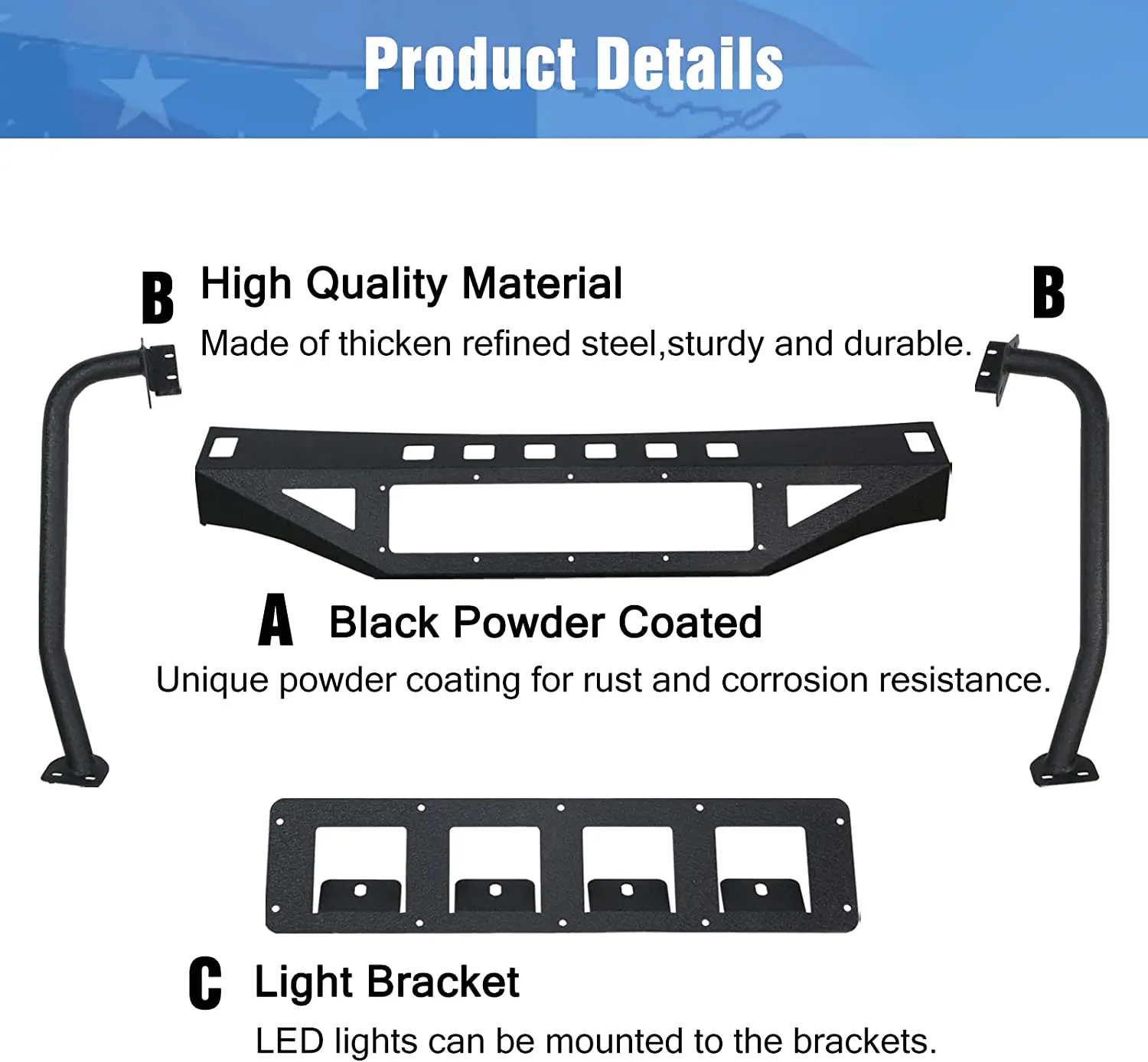 Windshield Frame racket for Ford Bronco 2021+ Without Led Lights